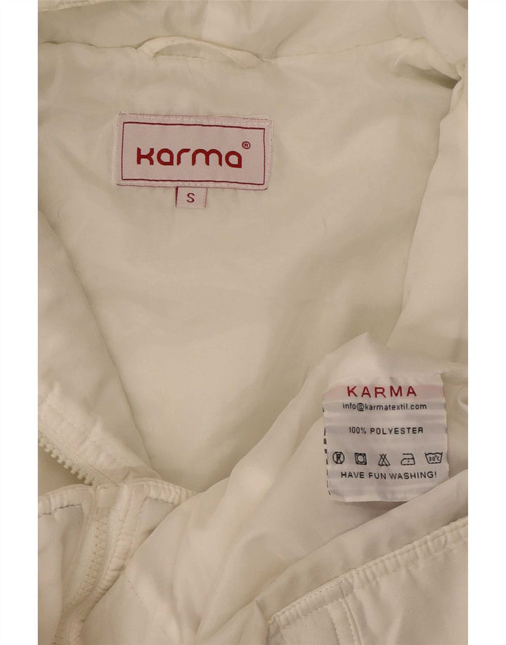 Женская стеганая куртка Karma с капюшоном UK 10, маленькая белая, полиэстер с цветными блоками