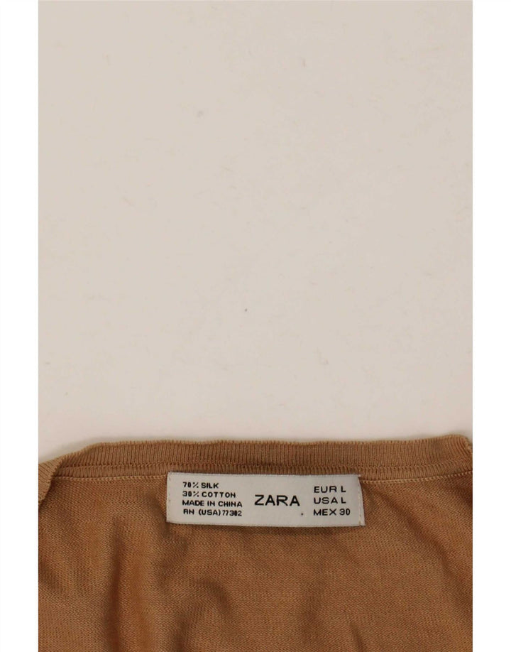 Женский кардиган Zara UK 16, большой, бежевый, шелковый