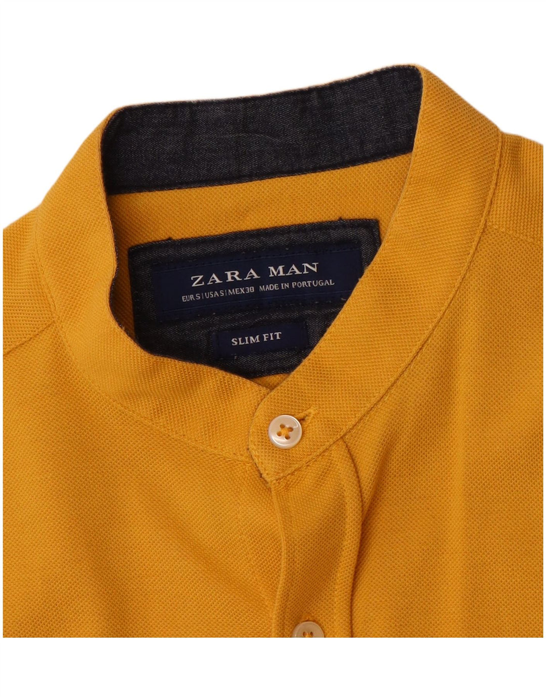 Мужская рубашка узкого кроя с коротким рукавом Zara, маленькая, желтая