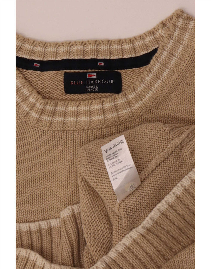 Мужской свитер с круглым вырезом Marks & Spencer Blue Harbour, большой бежевый