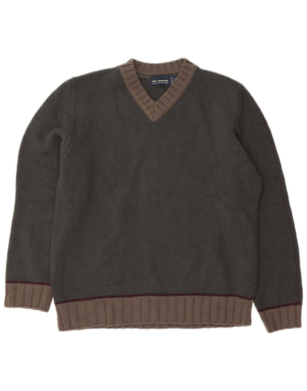 Мужской джемпер ZARA с v-образным вырезом, средний хаки, цветные блоки, акрил