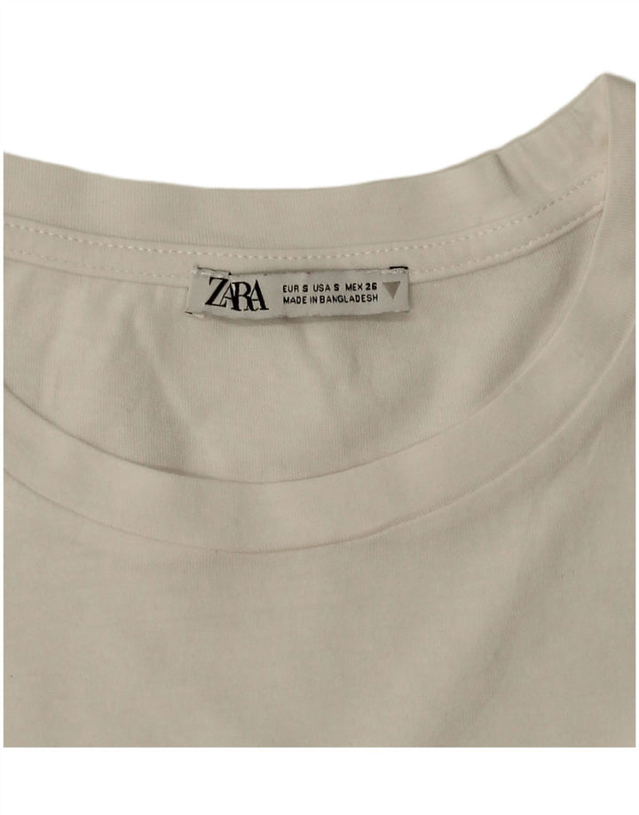 Женская укороченная футболка оверсайз Zara UK 10, маленькая белая