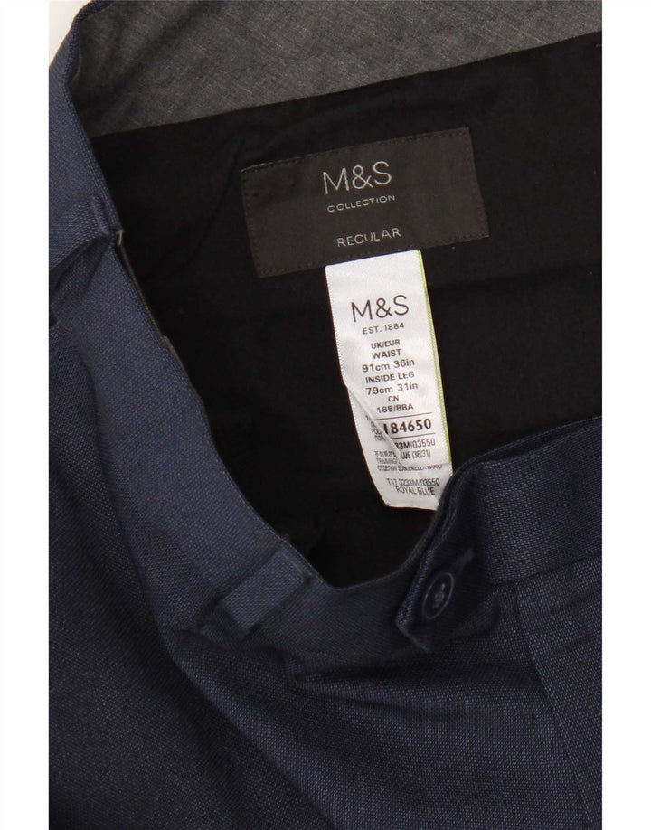 Мужские прямые брюки стандартного костюма Marks & Spencer W36 L31 темно-синие
