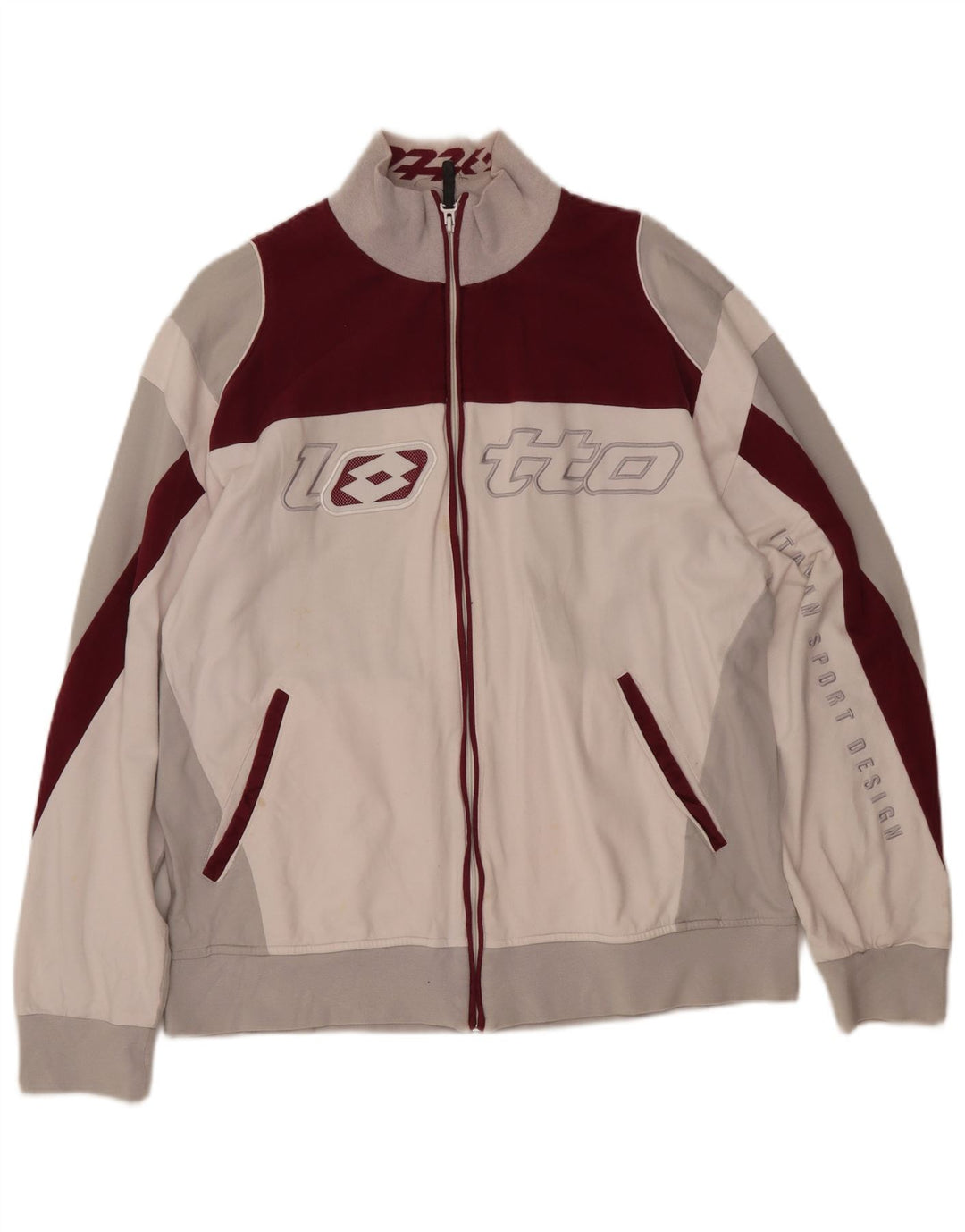 LOTTO Женский спортивный костюм с графическим рисунком, верхняя куртка UK 18 XL, белый с цветными блоками