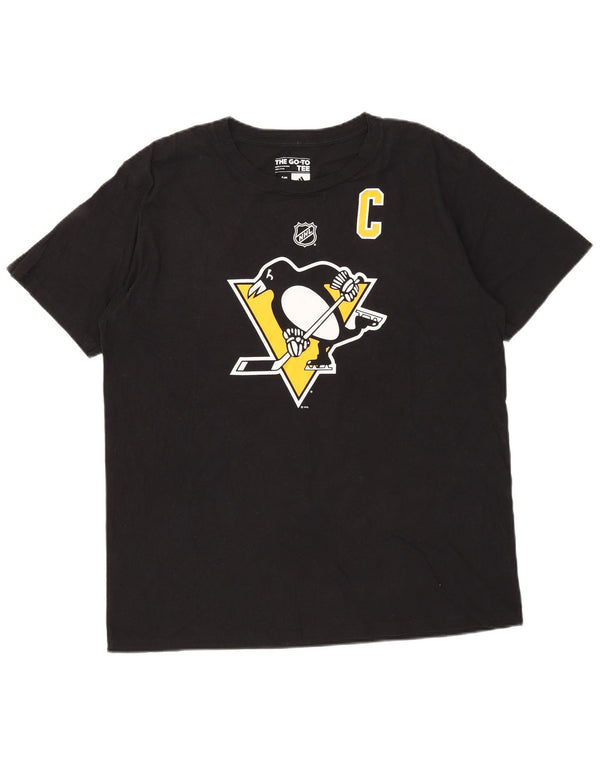 Adidas Mens Pittsburgh Penguins Graphic T-Shirt Top Large Black Cotton