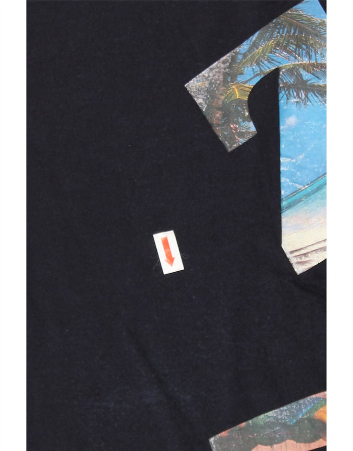 VINTAGE Womens Oversized Graphic Top Long Sleeve UK 10 Small Navy Blue Vintage Vintage and Second-Hand Vintage from Messina Hembry 