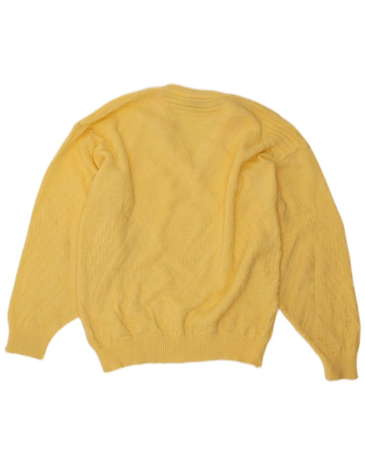 CLAUDE DE PIERRE Мужской джемпер с V-образным вырезом IT 50 Средний Желтый Акрил