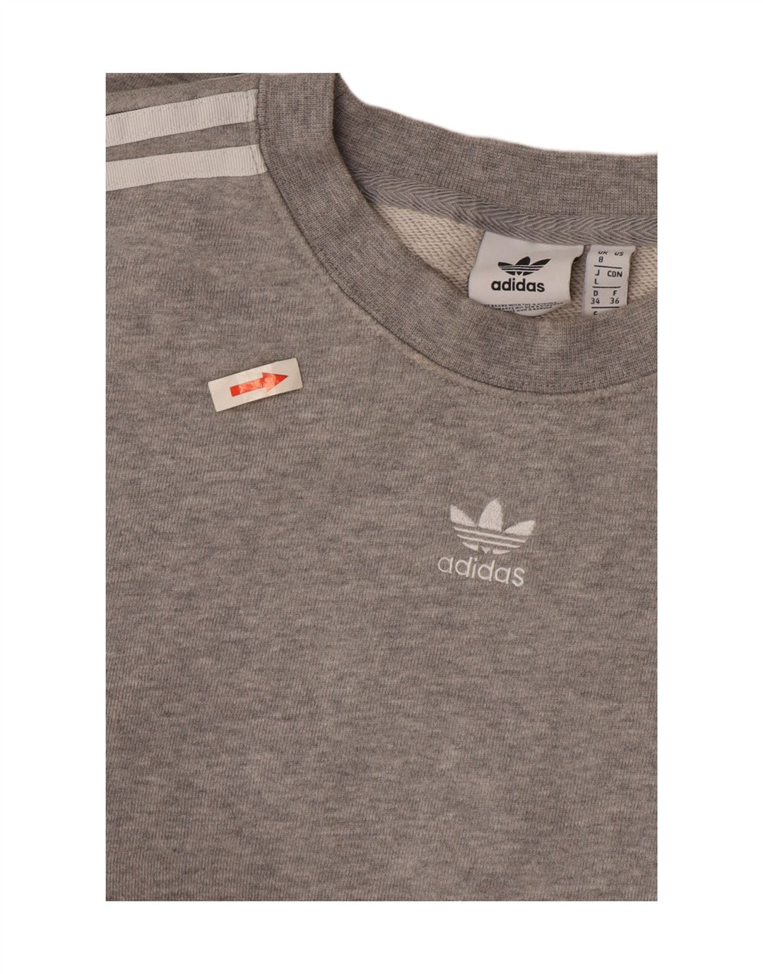 Женский укороченный свитшот оверсайз Adidas UK 8, маленький серый хлопок