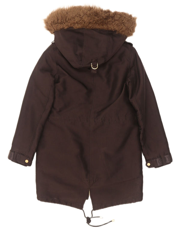 Guess Женская парка с капюшоном и графическим рисунком UK 6 XS, черный полиэстер