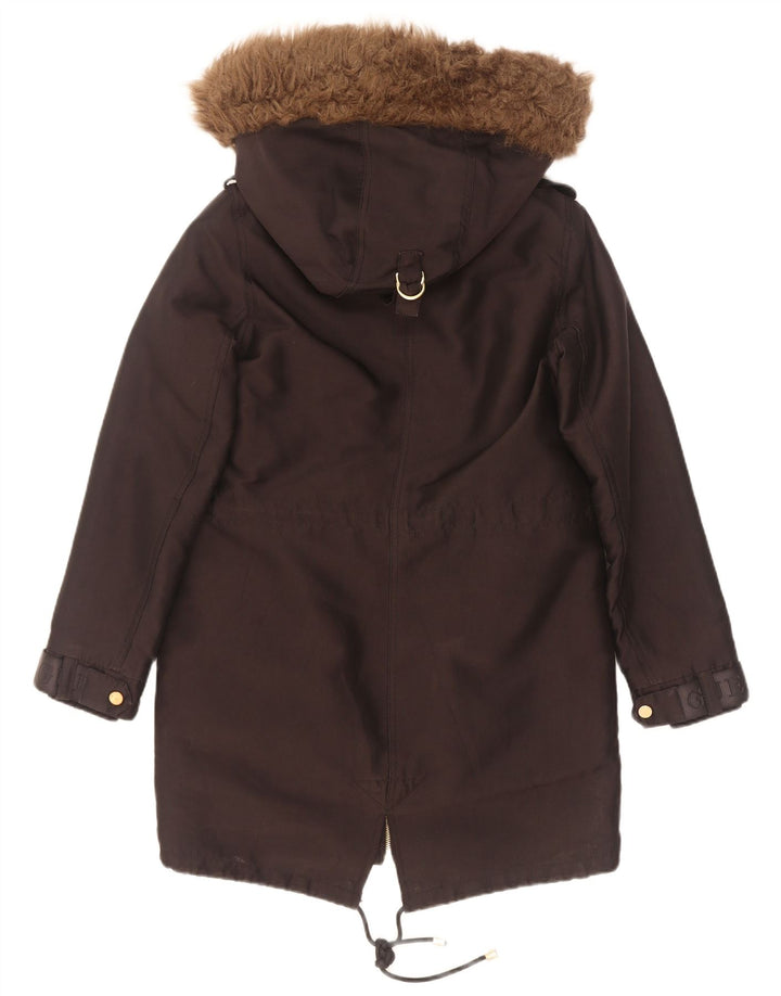 Guess Женская парка с капюшоном и графическим рисунком UK 6 XS, черный полиэстер