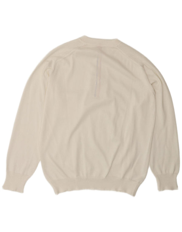 ВИНТАЖНЫЙ мужской джемпер с воротником на пуговицах, свитер среднего белого цвета