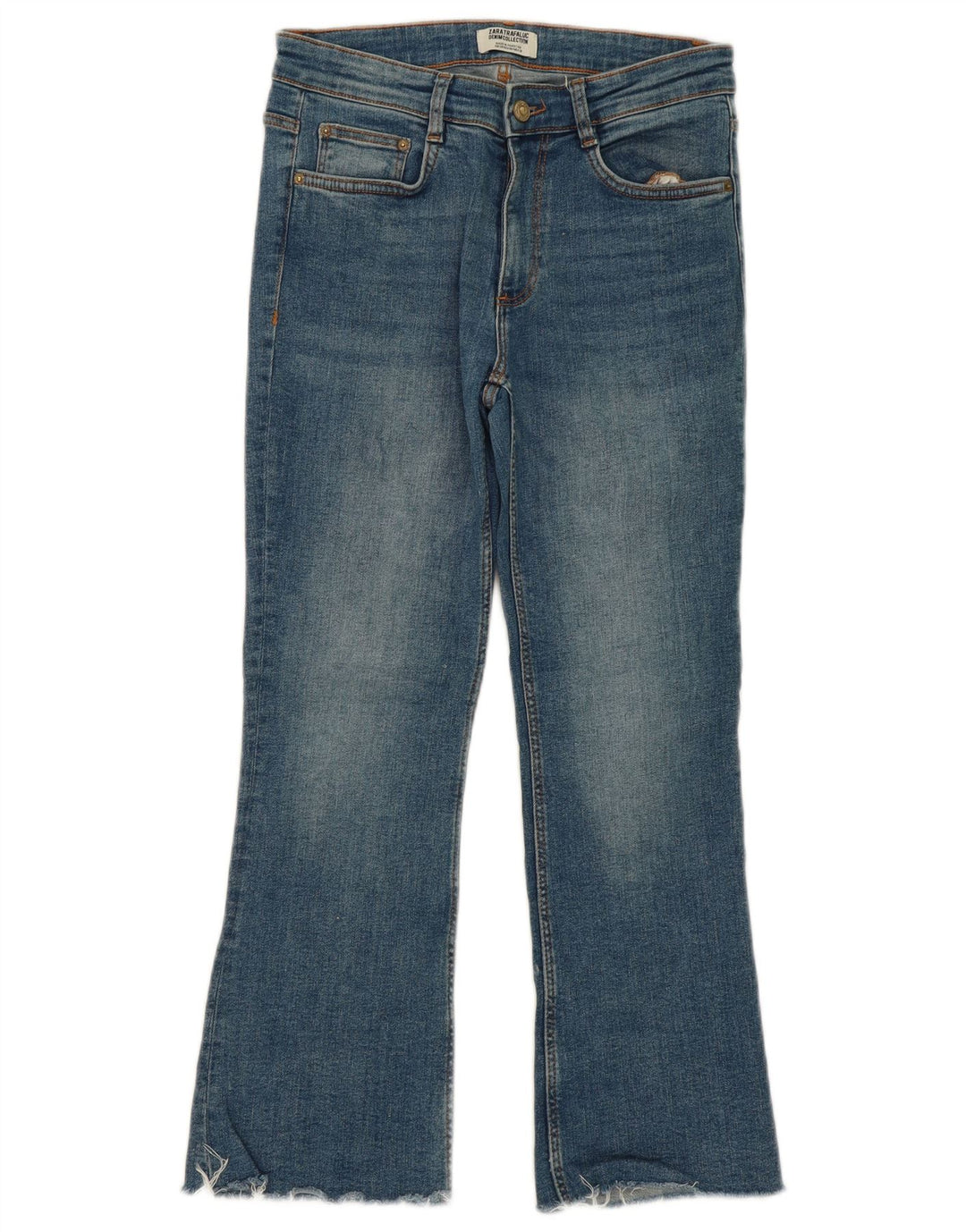 ZARA Womens Bootcut Cropped Jeans EU 38 Small W28 L25 Blue Cotton