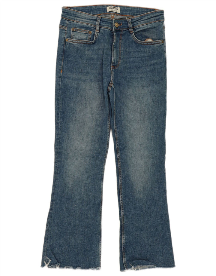 ZARA Womens Bootcut Cropped Jeans EU 38 Small W28 L25 Blue Cotton