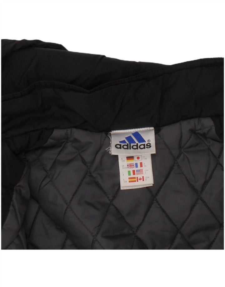 ADIDAS Утепленная куртка с капюшоном и графическим рисунком для мальчиков 8-9 лет, черный полиамид