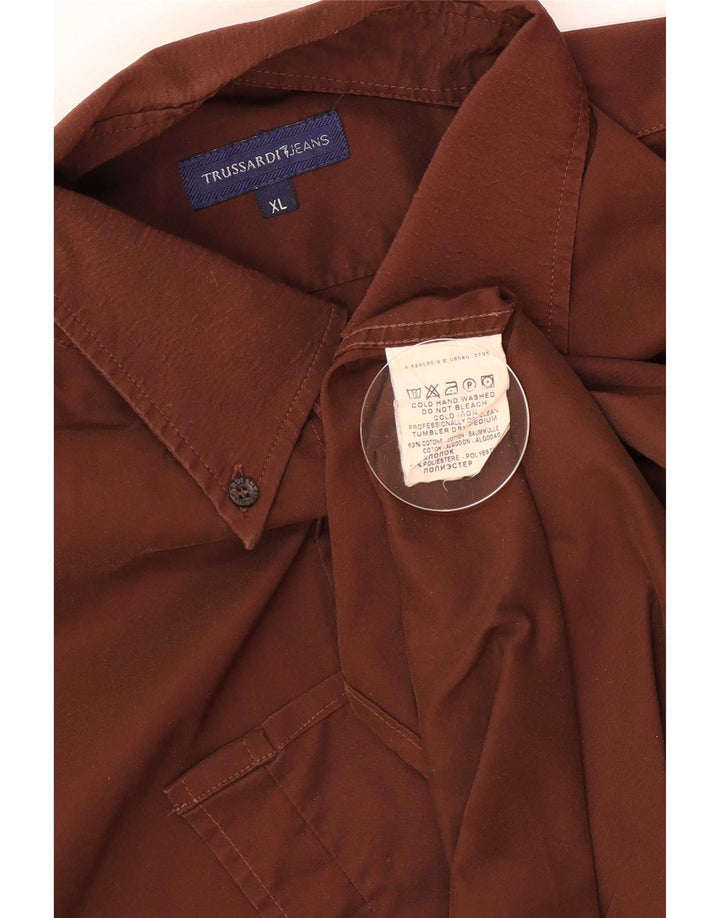 Мужская рубашка Trussardi XL коричневая, хлопок