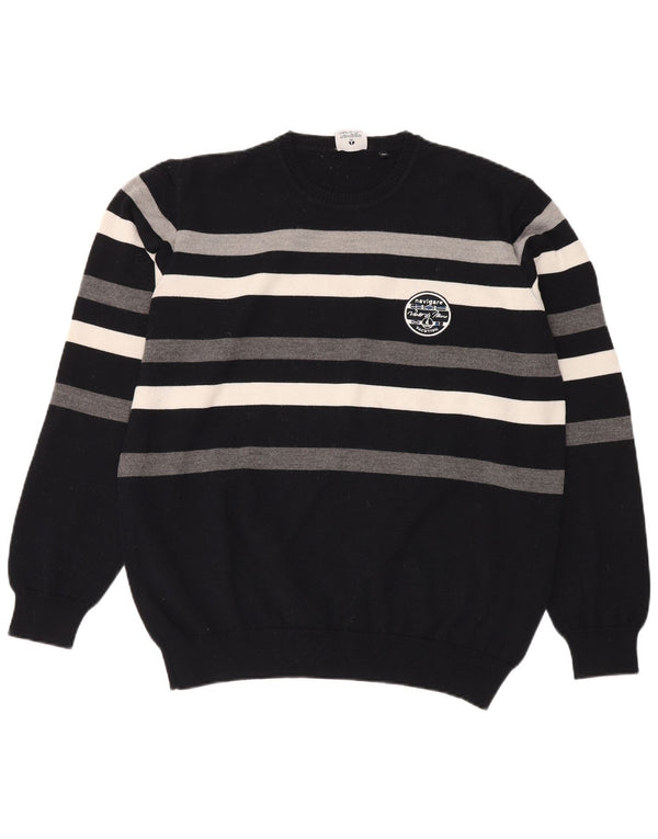 Мужской свитер Navigare с круглым вырезом 2XL, темно-синий в полоску, новый шерстяной