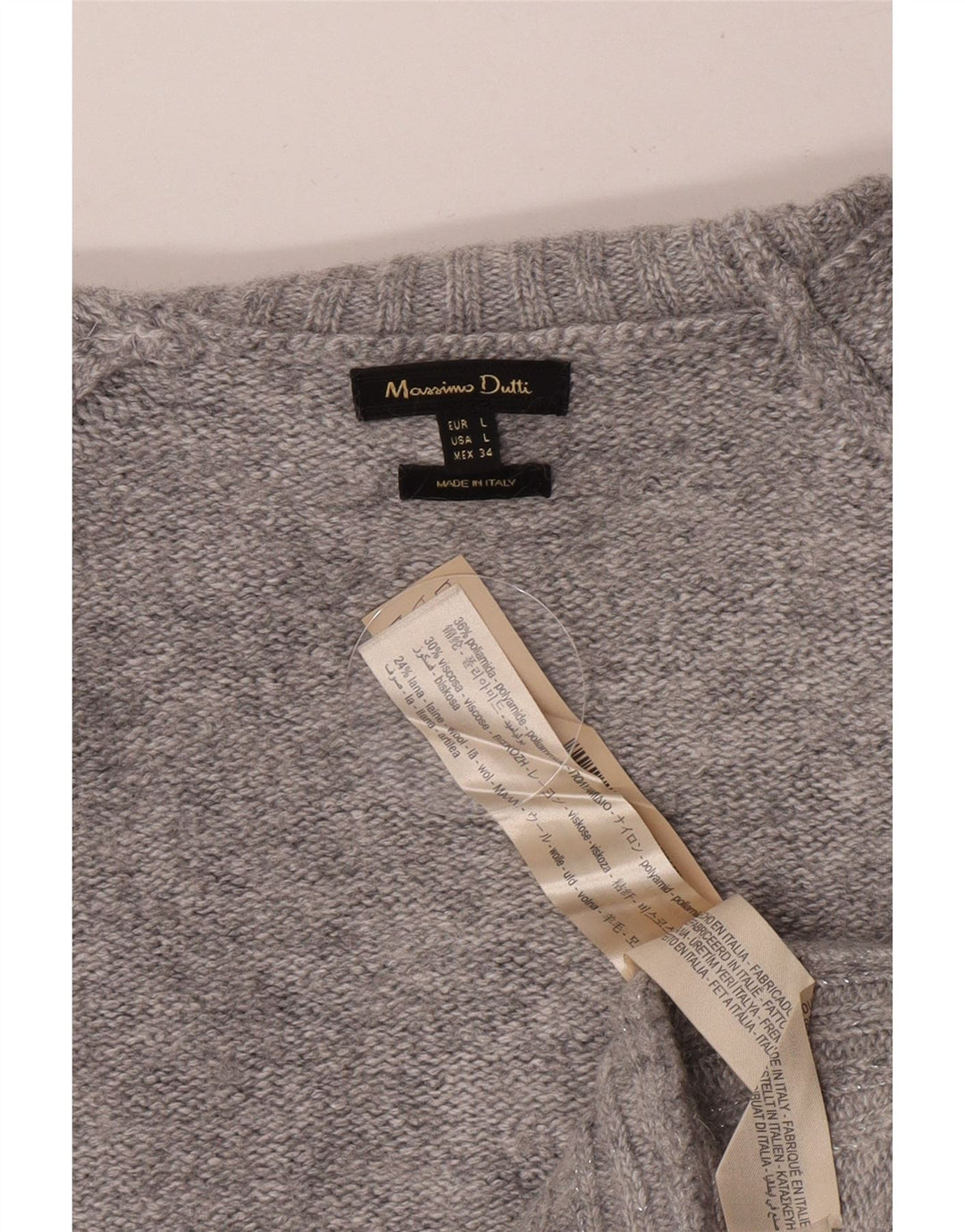 Женский джемпер с высоким воротником Massimo Dutti UK 16, большой серый полиамид