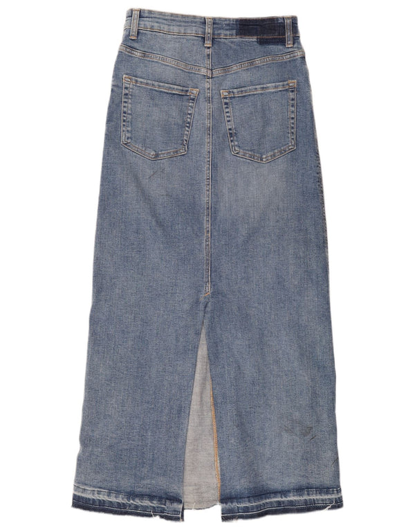 Женская джинсовая юбка миди Zara, маленькая, W26, синяя, хлопок