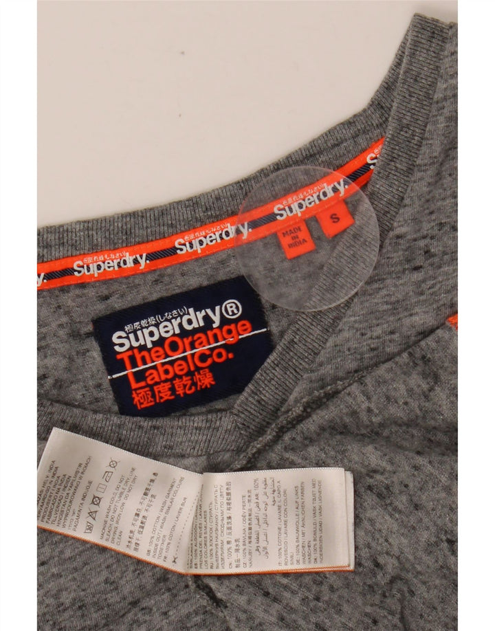 SUPERDRY Мужская футболка из хлопка маленького размера серого цвета с крапинками