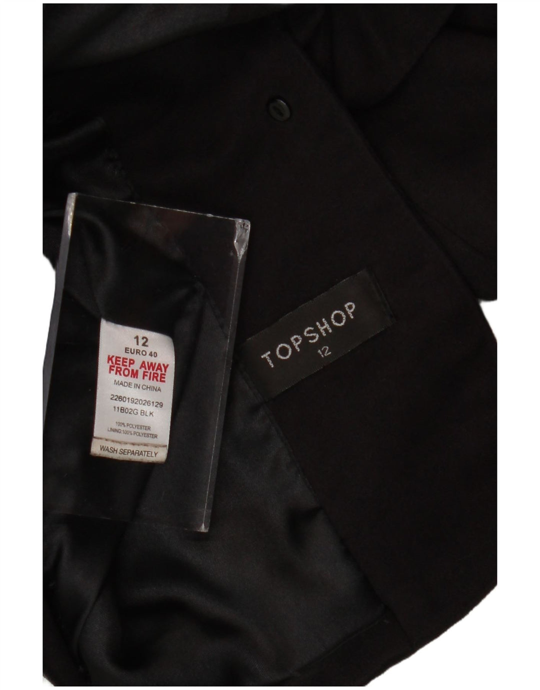 Женский пиджак Topshop на 2 пуговицах, Великобритания 12, средний черный полиэстер