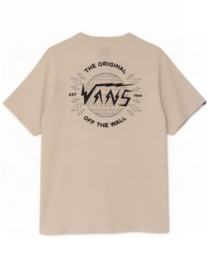 Мужская футболка классического кроя с рисунком Vans, хлопковый топ среднего размера, белый цвет