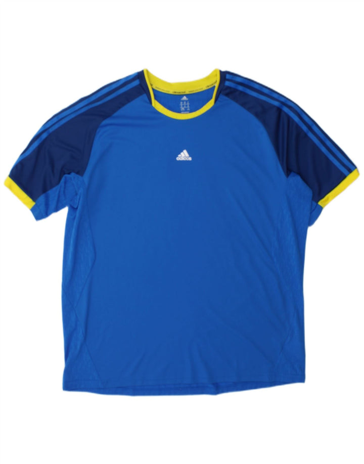 Мужская футболка Adidas Climacool Top XL Синяя с цветными блоками из полиэстера