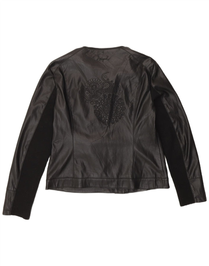 Женская байкерская куртка из искусственной кожи Desigual EU 46 XL, черная из полиуретана