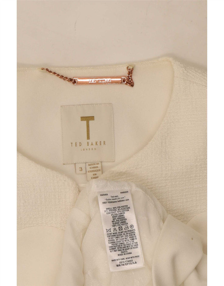 Женский укороченный пиджак Ted Baker, размер 3, средний белый полиэстер