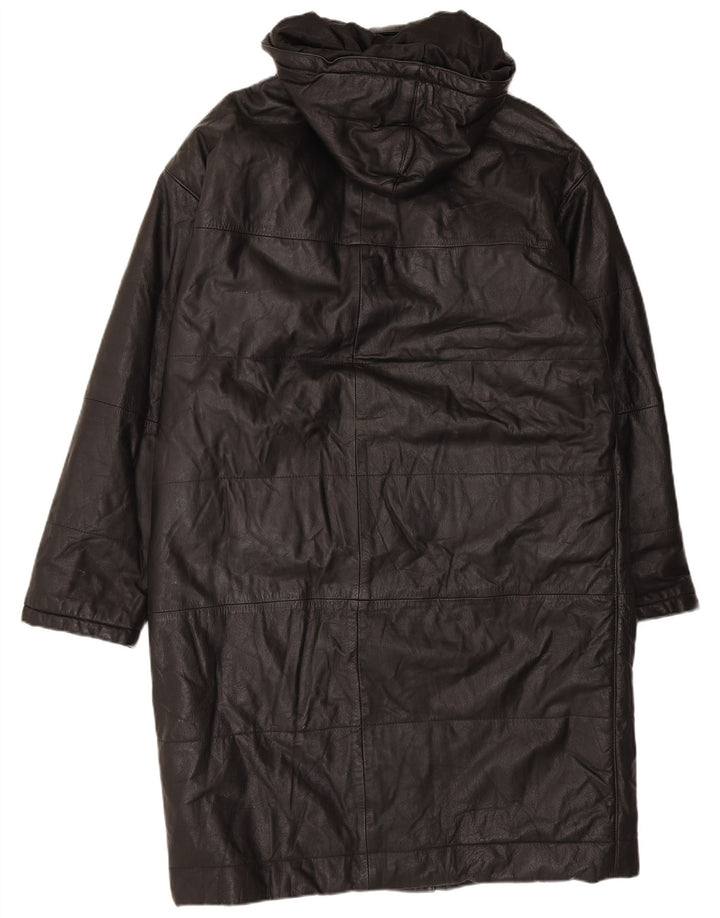 Orfatti Женское кожаное пальто с капюшоном IT 48 XL Черный
