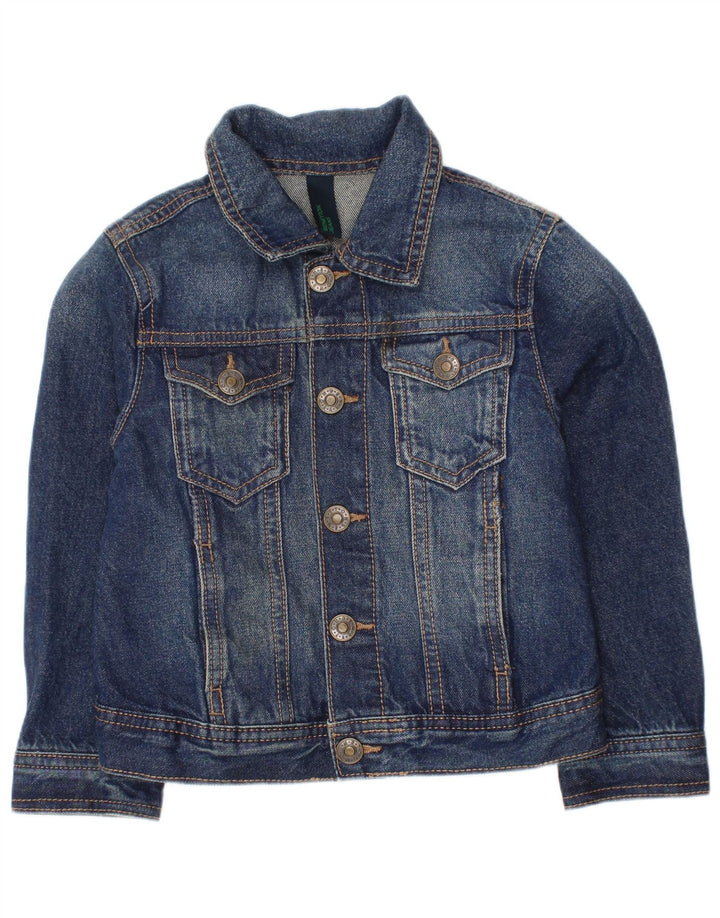 Джинсовая куртка Benetton для мальчиков 3-4 лет, 2XS, синяя, хлопок