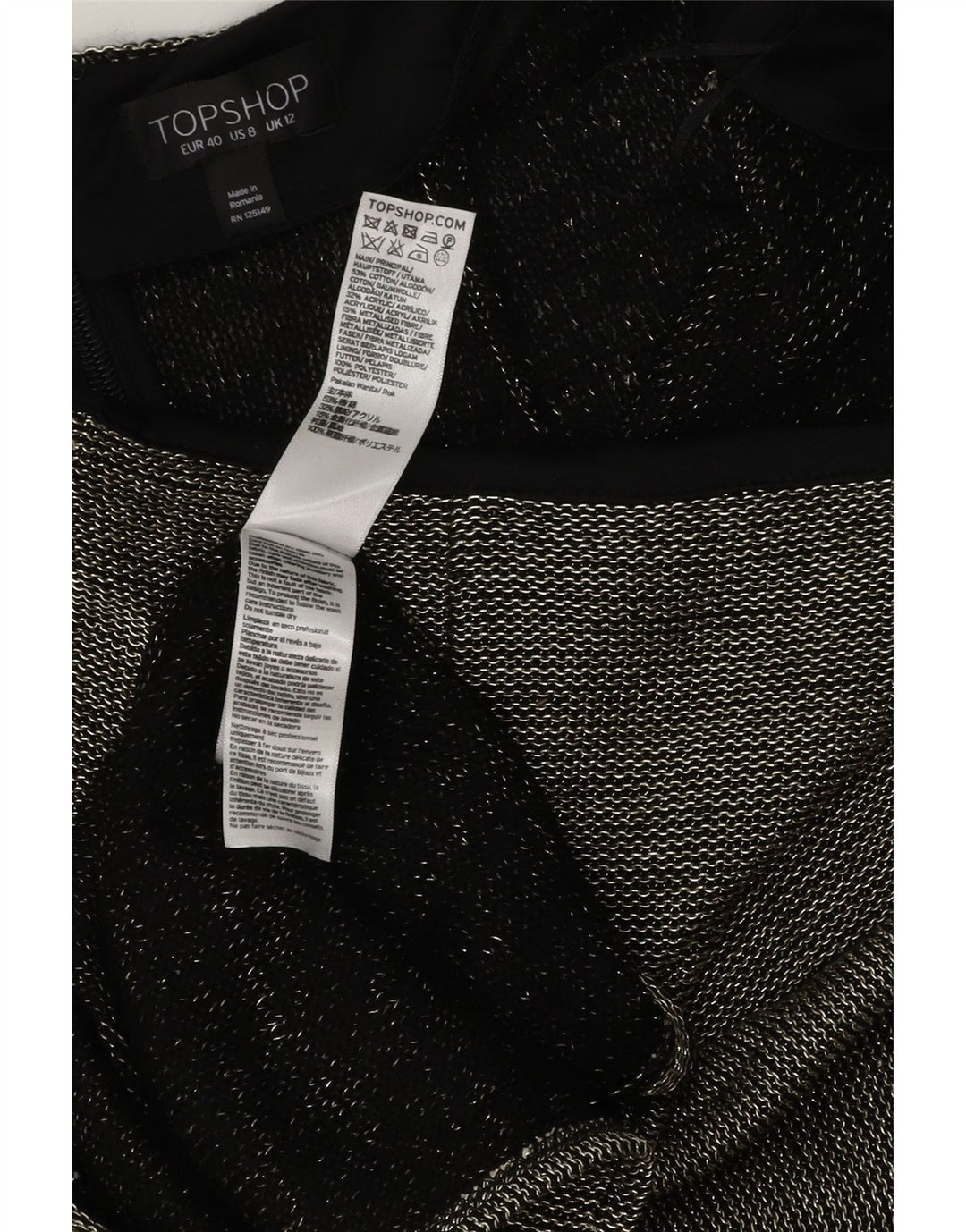 Женская юбка-миди Topshop UK 12 Medium W32, черный полиэстер