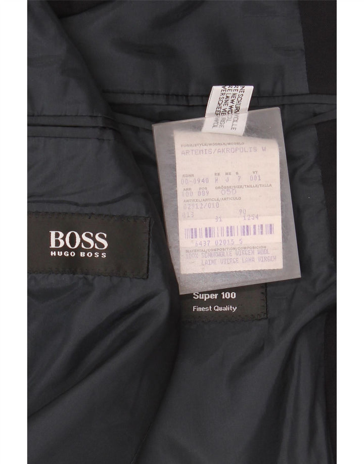 Мужской пиджак Hugo Boss на 3 пуговицах EU 50, большой черный из натуральной шерсти