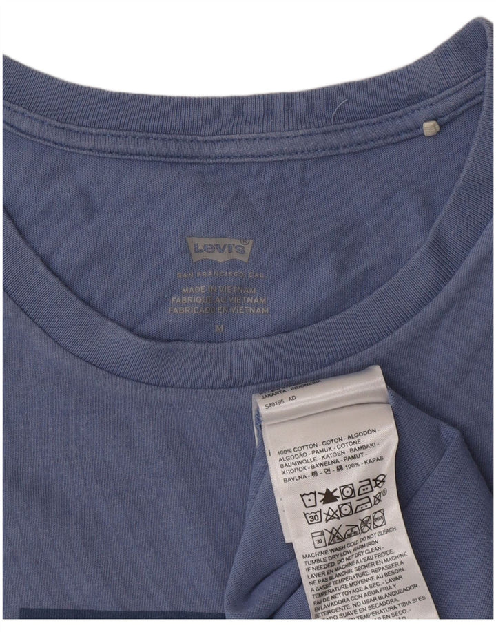Женская футболка с рисунком Levi's Top UK 14, средний синий хлопок, хлопок