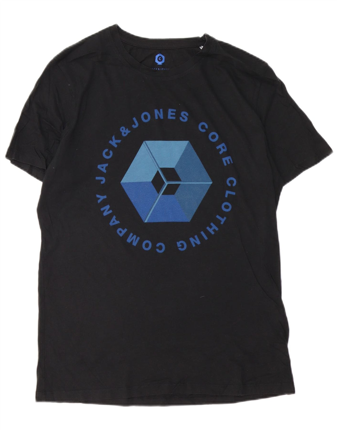 Мужская футболка с рисунком JACK & JONES, большой черный хлопковый топ