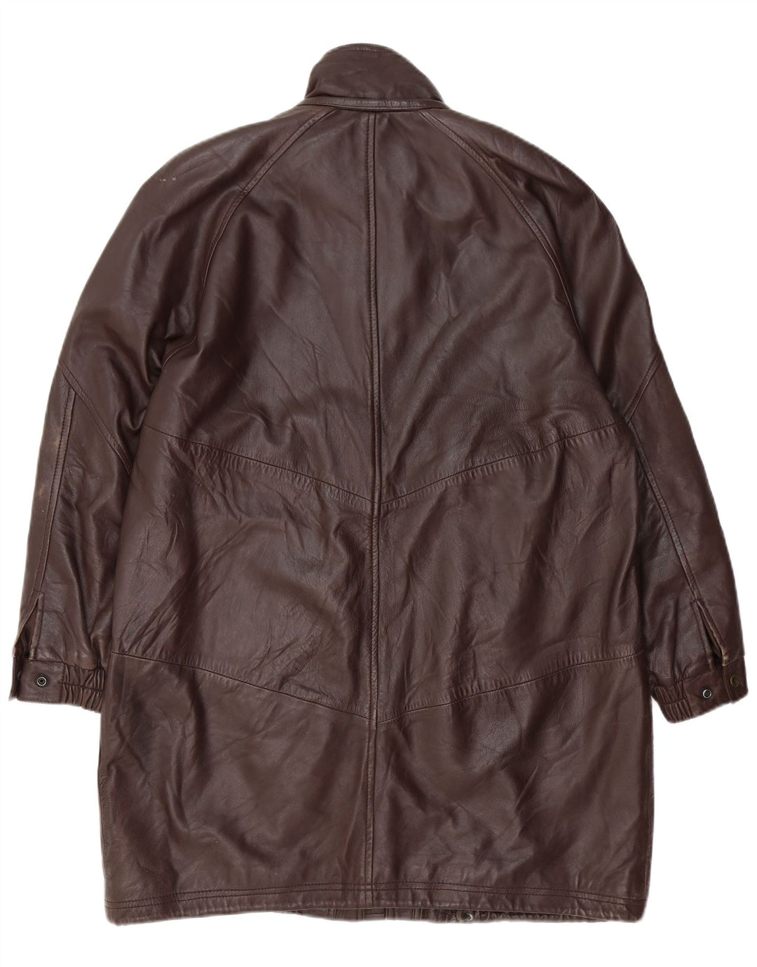 ВИНТАЖНОЕ Женское кожаное пальто оверсайз EU 40, кожа среднего коричневого цвета