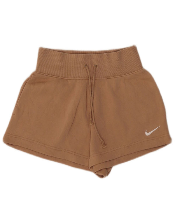 Женские спортивные шорты с высокой талией Nike UK 6 XS, коричневые хлопковые