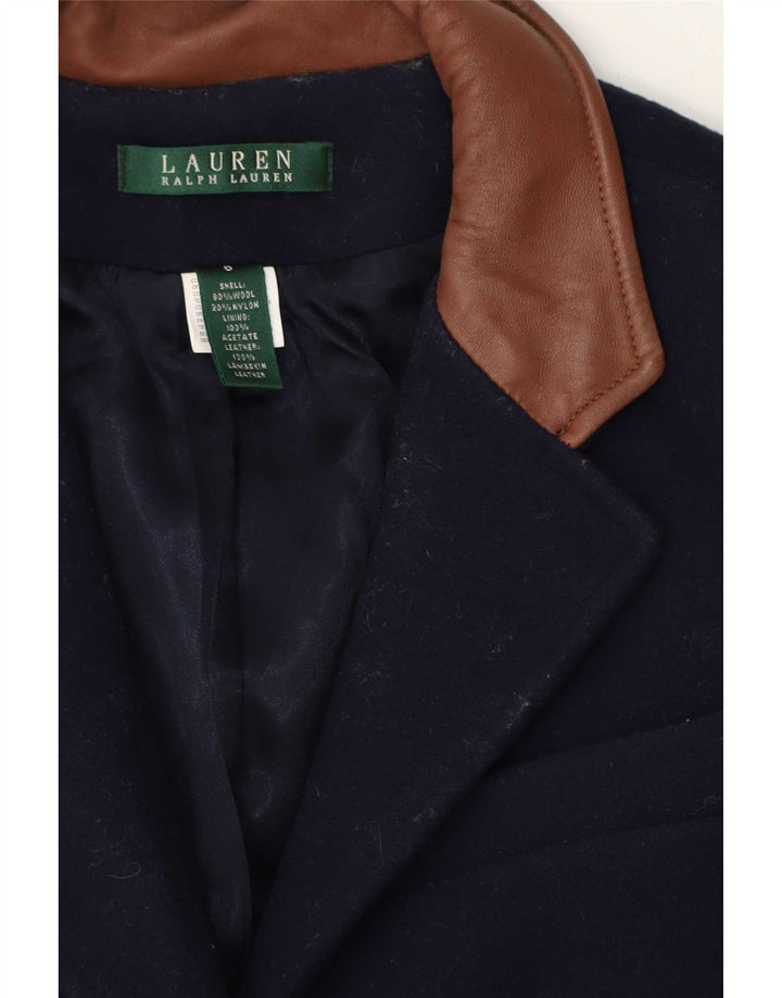 Женское пальто Ralph Lauren, размер США 6, средний темно-синий, шерстяное с цветными блоками