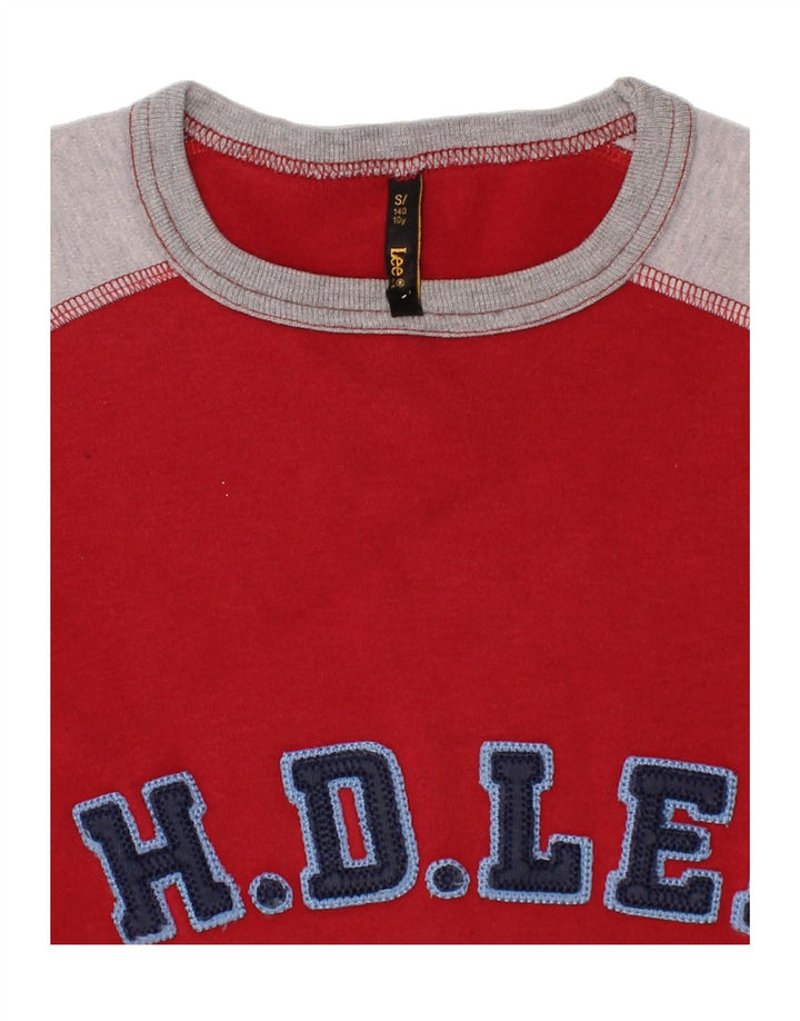 LEE Boys Graphic Top Long Sleeve 9-10 Years Small  Red Colourblock Cotton Vintage Lee and Second-Hand Lee from Messina Hembry 