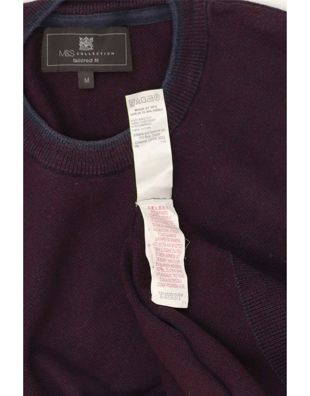 Мужской джемпер с круглым вырезом Marks & Spencer среднего бордового цвета