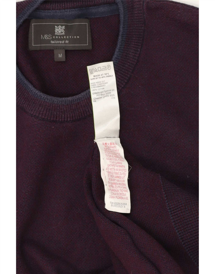 Мужской джемпер с круглым вырезом Marks & Spencer среднего бордового цвета