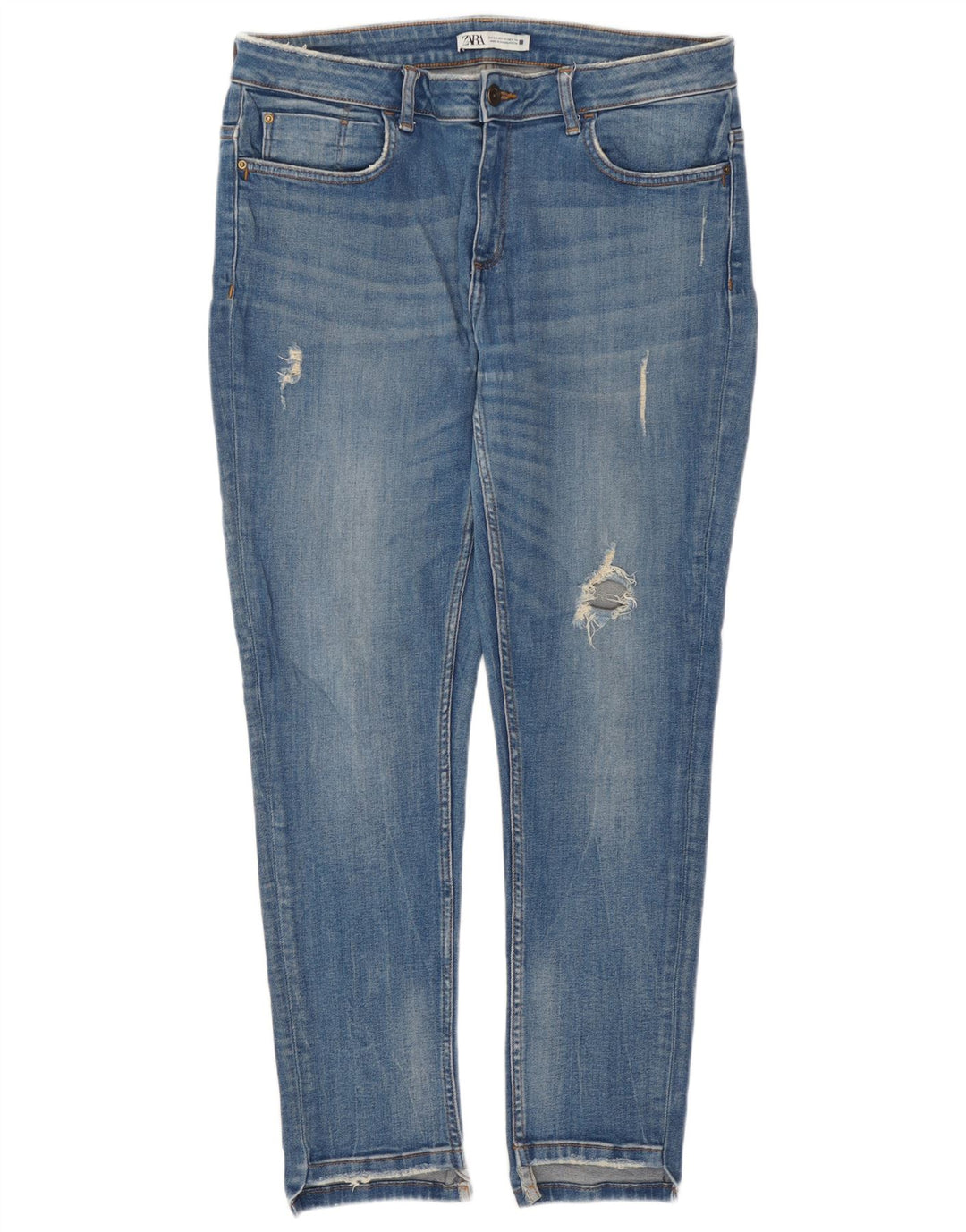 Женские потертые узкие джинсы Zara EU 44 XL W34 L27 синие