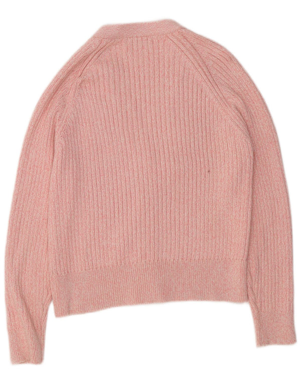 MARKS & SPENCER Womens Cardigan Sweater UK 16 Large Pink Flecked Cotton