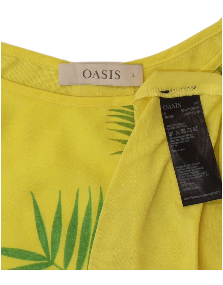 Женская туника Oasis Top UK 10, маленький желтый полиэстер с цветочным принтом