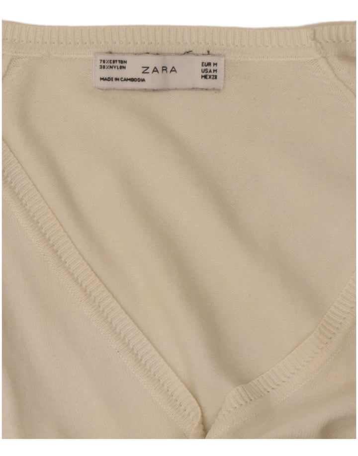 Женский кардиган стандартного кроя Zara UK 12, средний белый цвет