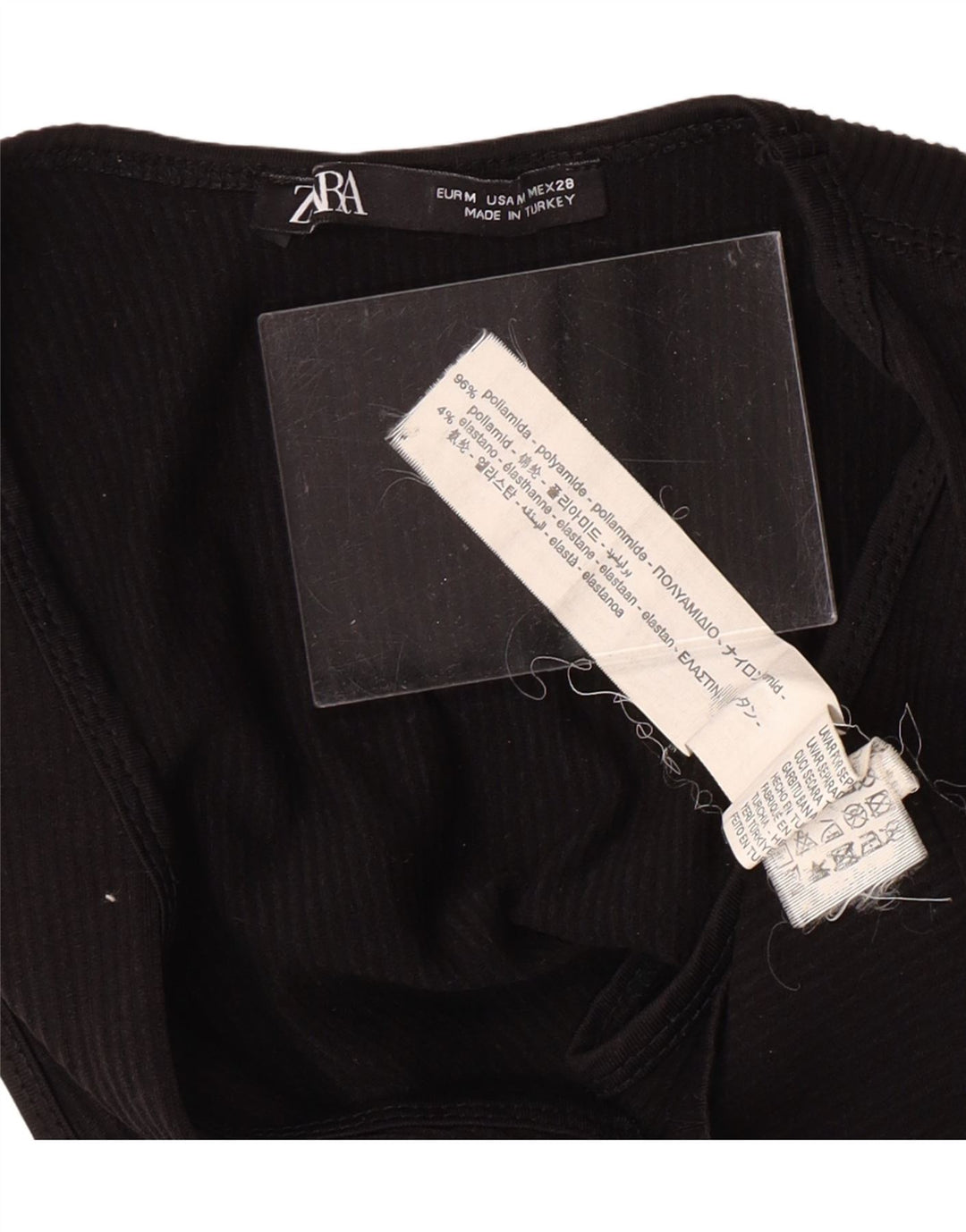 ZARA Womens Crop Sleeveless Vest Top UK 12 Medium Black Polyamide Vintage Zara and Second-Hand Zara from Messina Hembry 