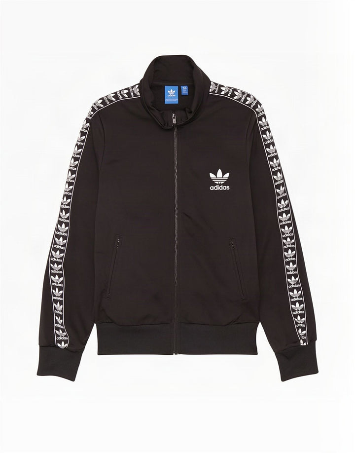Женский спортивный костюм Adidas с графическим рисунком, верхняя куртка UK 10, маленький черный полиэстер