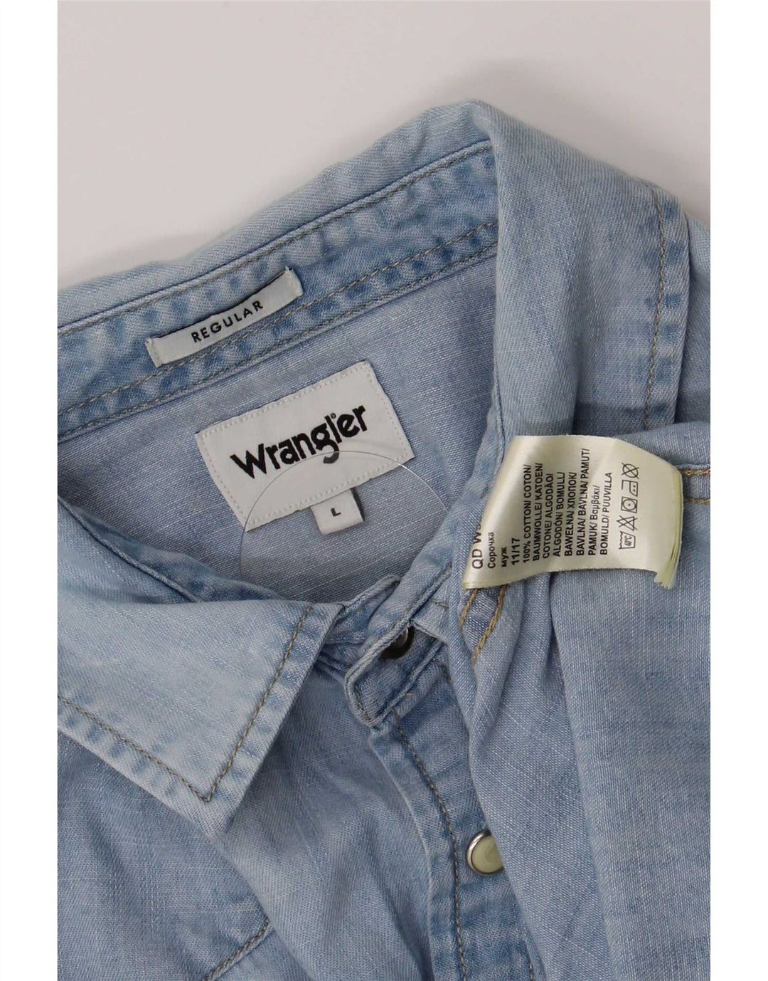 Мужская джинсовая рубашка стандартного кроя Wrangler, большая синяя хлопковая рубашка