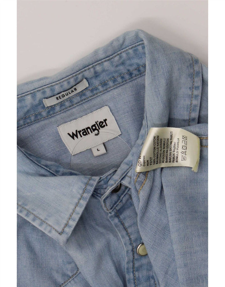 Мужская джинсовая рубашка стандартного кроя Wrangler, большая синяя хлопковая рубашка