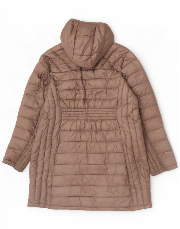 Женское стеганое пальто с капюшоном Michael Kors UK 18 XL Коричневый нейлон