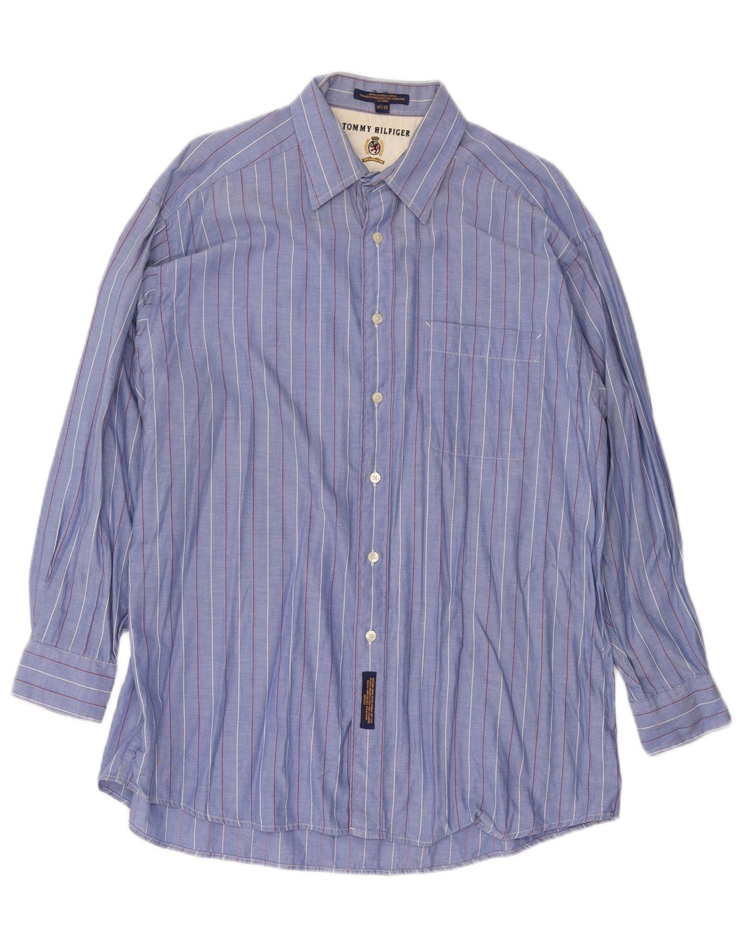 Мужская рубашка Tommy Hilfiger, размер 16, 1/2, большая синяя полоска, хлопок